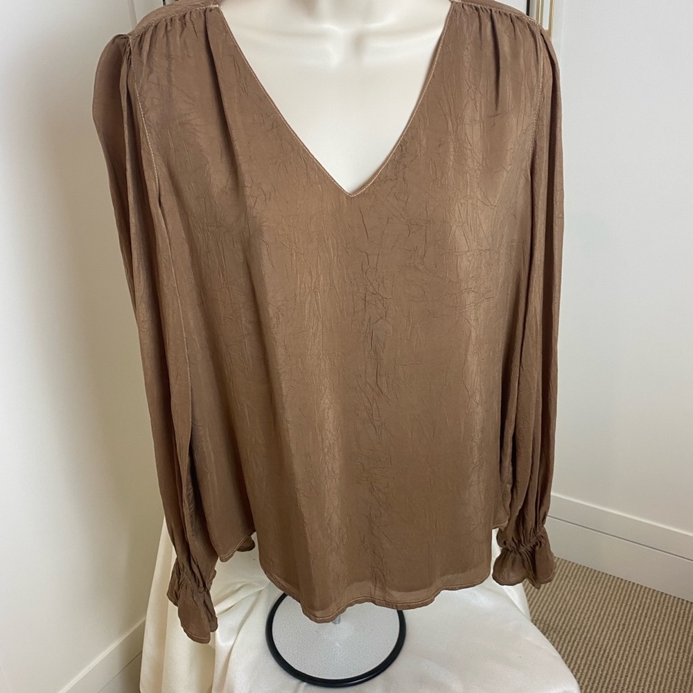 Maven West Brown V-Neck Blouse